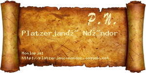 Platzerjanó Nándor névjegykártya
