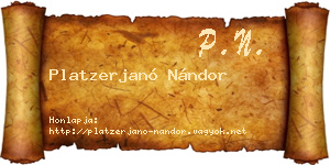 Platzerjanó Nándor névjegykártya